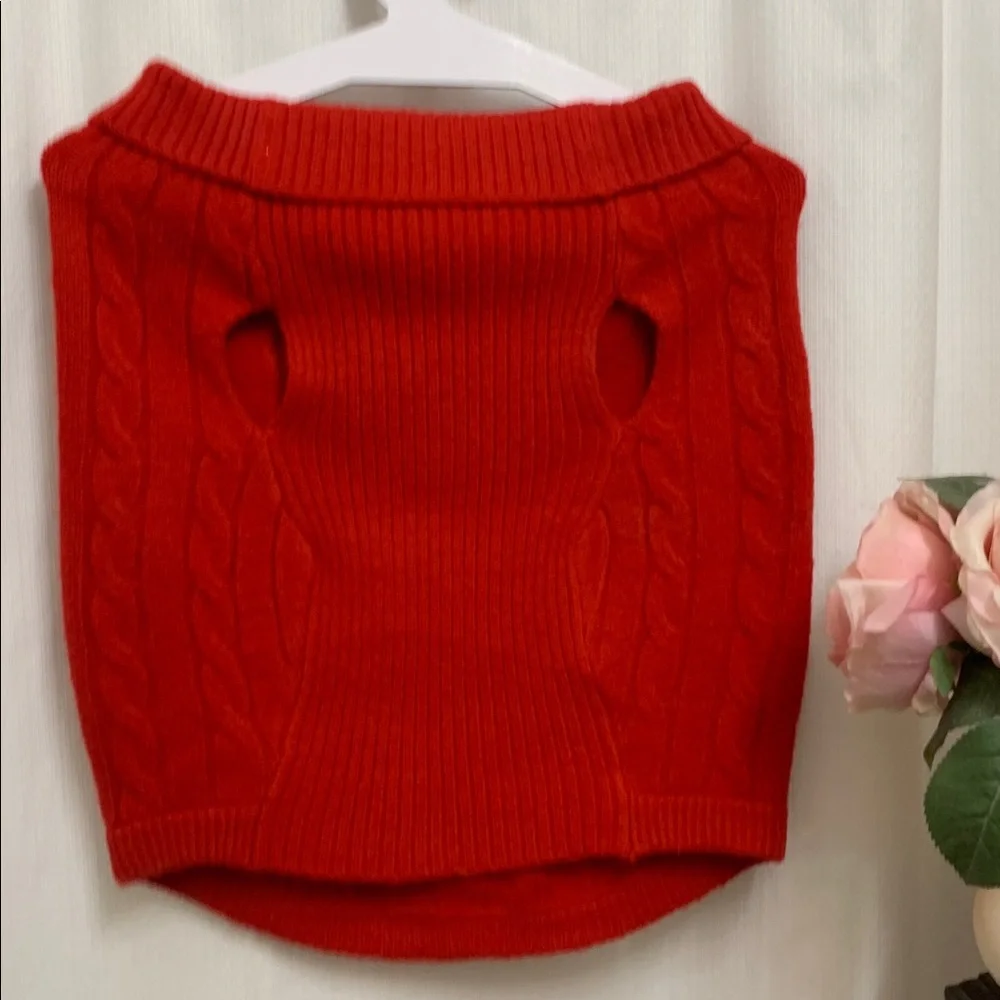 Victoria's Secret Pink Red Cable Knit Dog Sweater XL